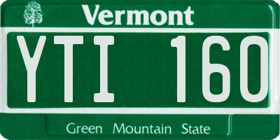 VT license plate YTI160