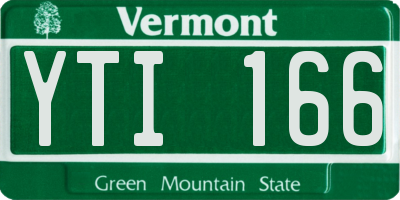 VT license plate YTI166