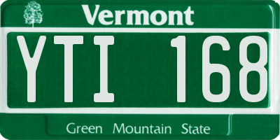 VT license plate YTI168