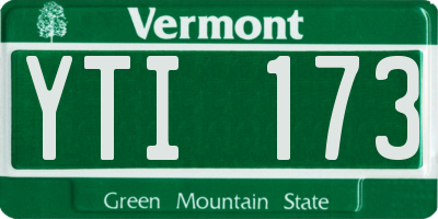 VT license plate YTI173
