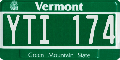 VT license plate YTI174