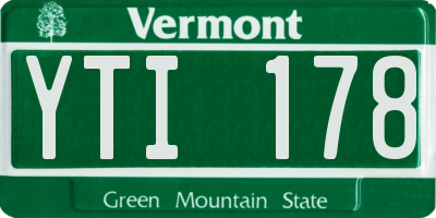 VT license plate YTI178
