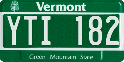 VT license plate YTI182