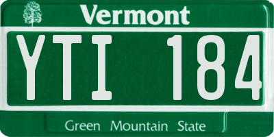 VT license plate YTI184