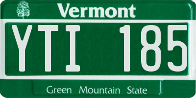 VT license plate YTI185