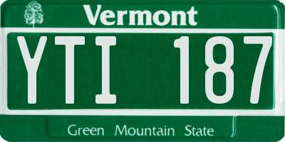 VT license plate YTI187