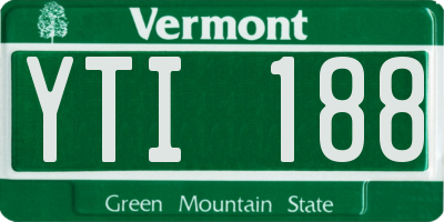 VT license plate YTI188