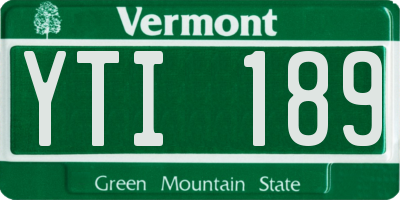 VT license plate YTI189