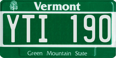 VT license plate YTI190