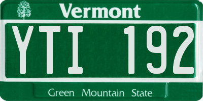 VT license plate YTI192