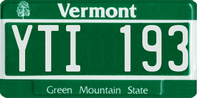 VT license plate YTI193