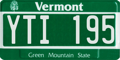 VT license plate YTI195