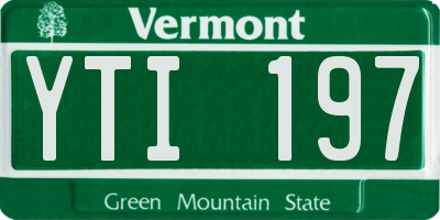 VT license plate YTI197