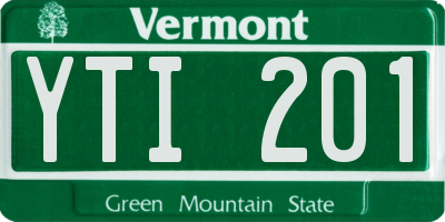 VT license plate YTI201