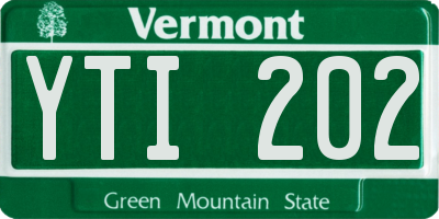 VT license plate YTI202