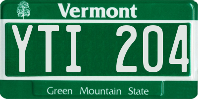 VT license plate YTI204