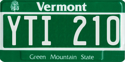 VT license plate YTI210