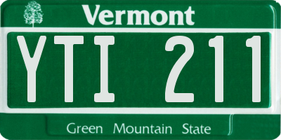 VT license plate YTI211