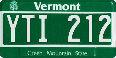 VT license plate YTI212