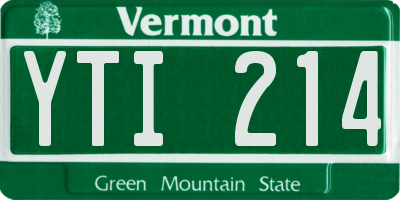 VT license plate YTI214