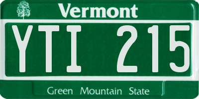 VT license plate YTI215