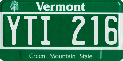 VT license plate YTI216