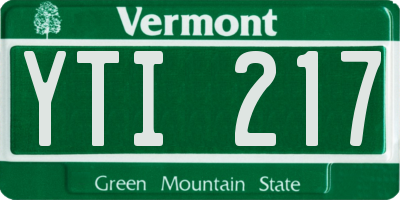 VT license plate YTI217