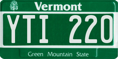 VT license plate YTI220