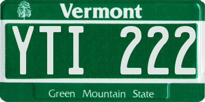 VT license plate YTI222