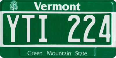 VT license plate YTI224