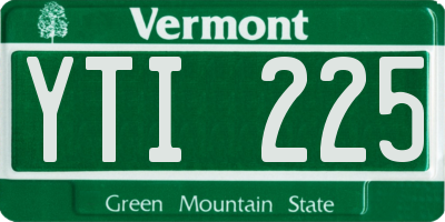 VT license plate YTI225