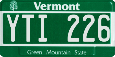 VT license plate YTI226