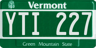 VT license plate YTI227