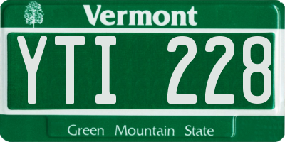 VT license plate YTI228