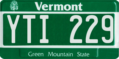 VT license plate YTI229