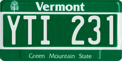 VT license plate YTI231
