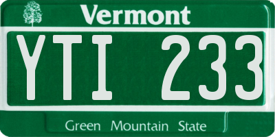 VT license plate YTI233