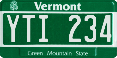 VT license plate YTI234