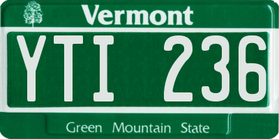 VT license plate YTI236