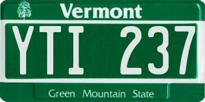 VT license plate YTI237