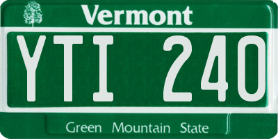 VT license plate YTI240