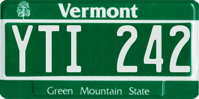 VT license plate YTI242