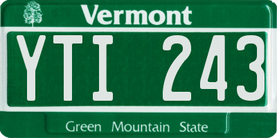 VT license plate YTI243