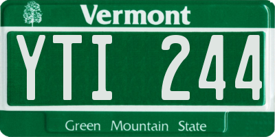 VT license plate YTI244