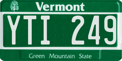 VT license plate YTI249