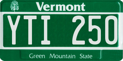 VT license plate YTI250