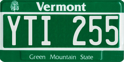VT license plate YTI255