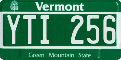 VT license plate YTI256