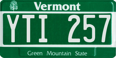 VT license plate YTI257
