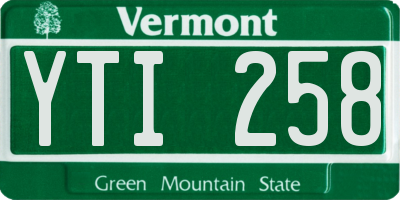 VT license plate YTI258